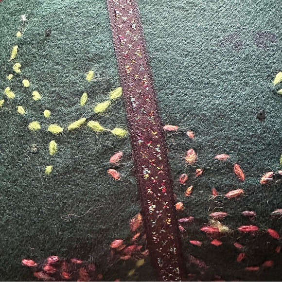 Italian Embroidered Wool Cushion by Fili NY - Picture 3 of 6